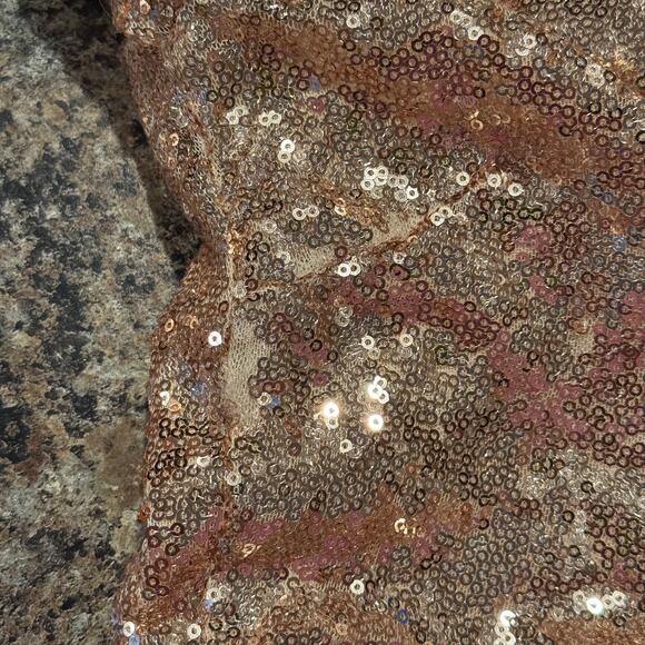 Lulus Dress All Over Sequin Y2K Hollywood Disco Glam Gatsby Rose Gold Small Flaw - Picture 6 of 11